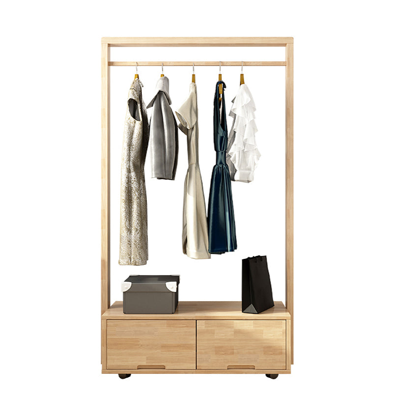 Bedroom Wooden Wardrobe Armoire Modern Movable Armoire with Drawers