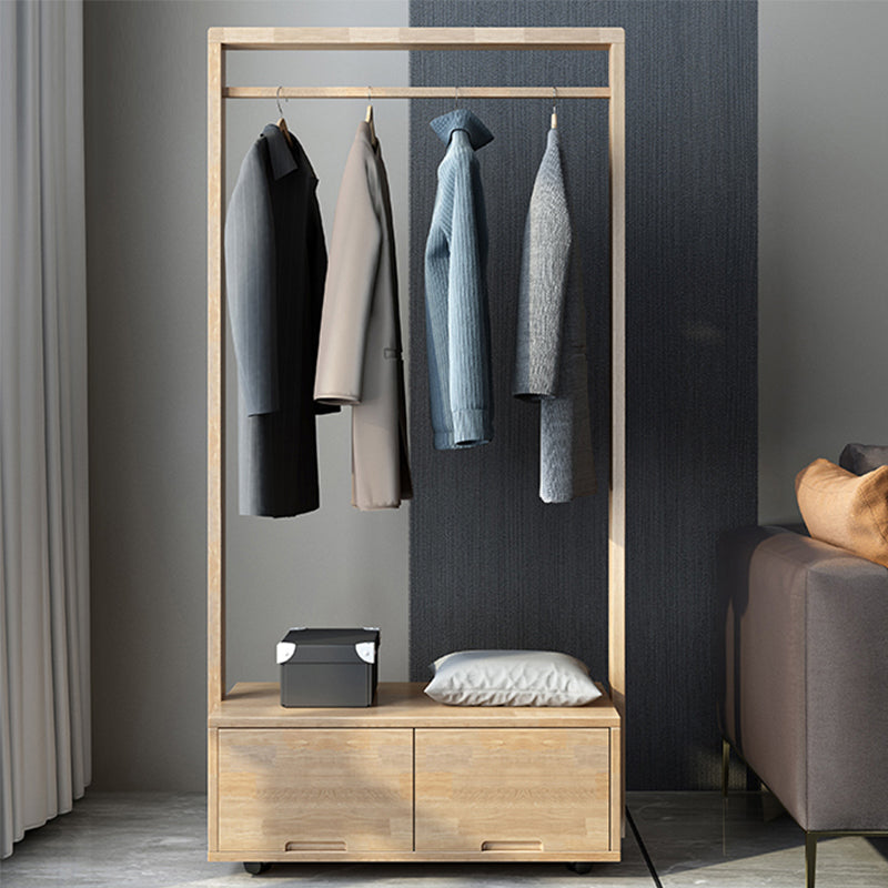 Bedroom Wooden Wardrobe Armoire Modern Movable Armoire with Drawers