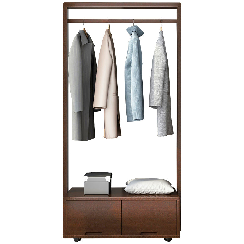 Bedroom Wooden Wardrobe Armoire Modern Movable Armoire with Drawers