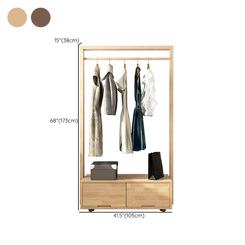 Bedroom Wooden Wardrobe Armoire Modern Movable Armoire with Drawers