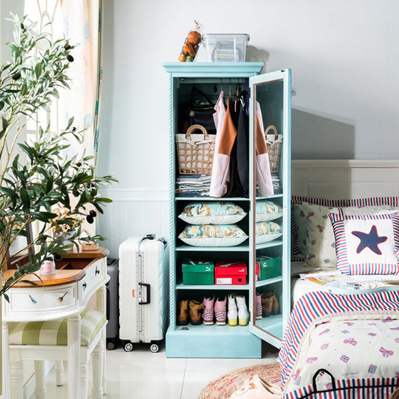 Cottage Style Bedroom Wardrobe Cabinet Wooden Storage Cabinet with Garment Rod