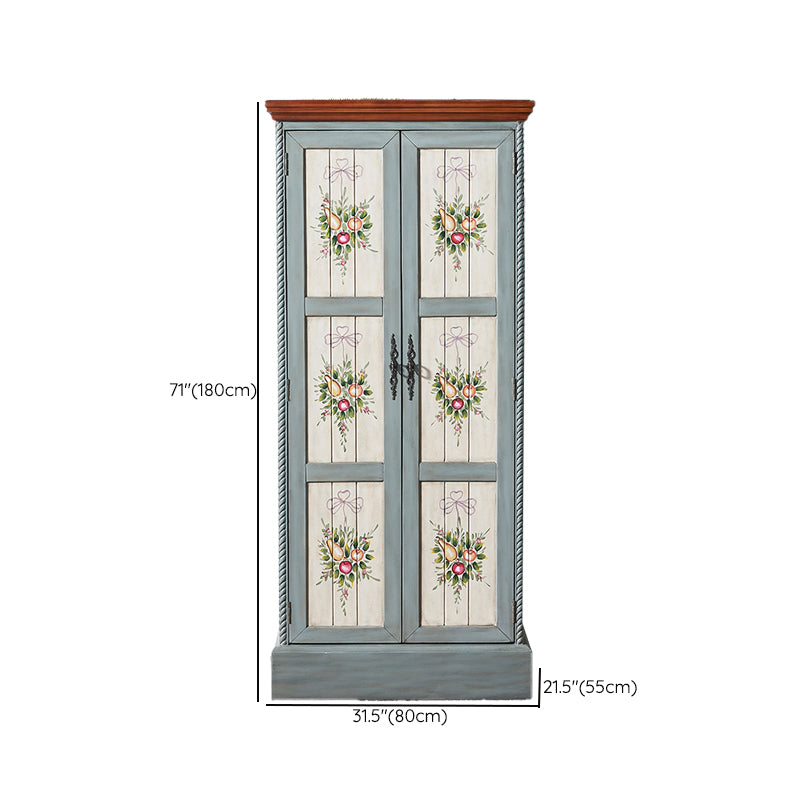 Cottage Style Bedroom Wardrobe Cabinet Wooden Storage Cabinet with Garment Rod