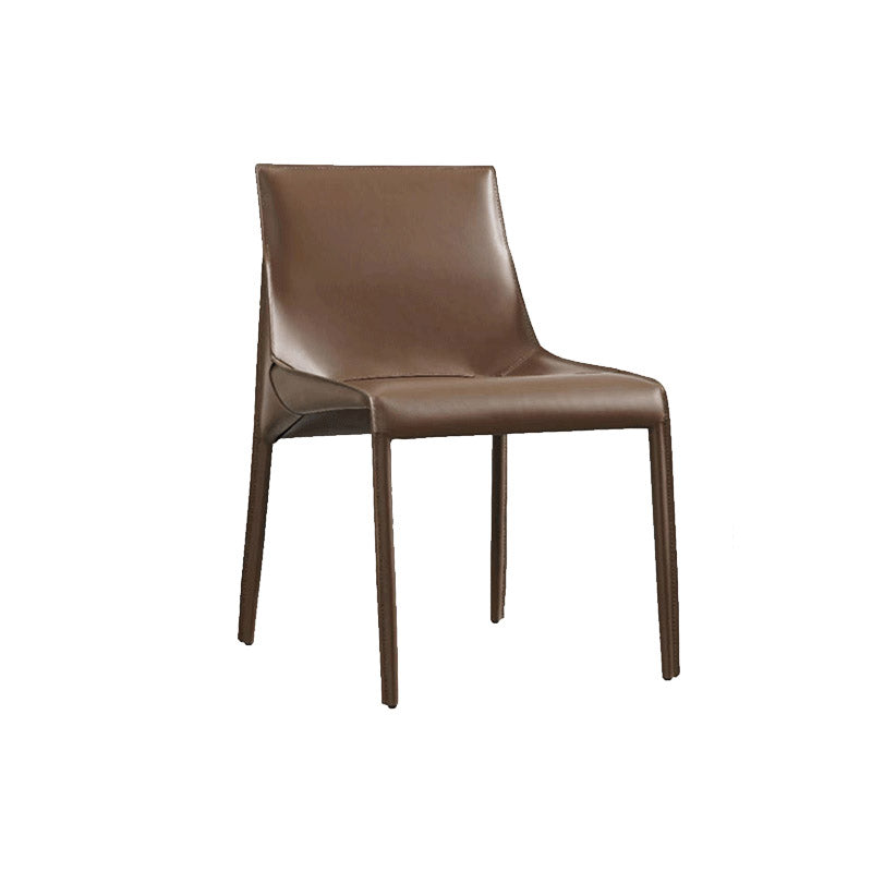 Modern Style Dining Chair Leather Solid Back Side Chair for Dining Room
