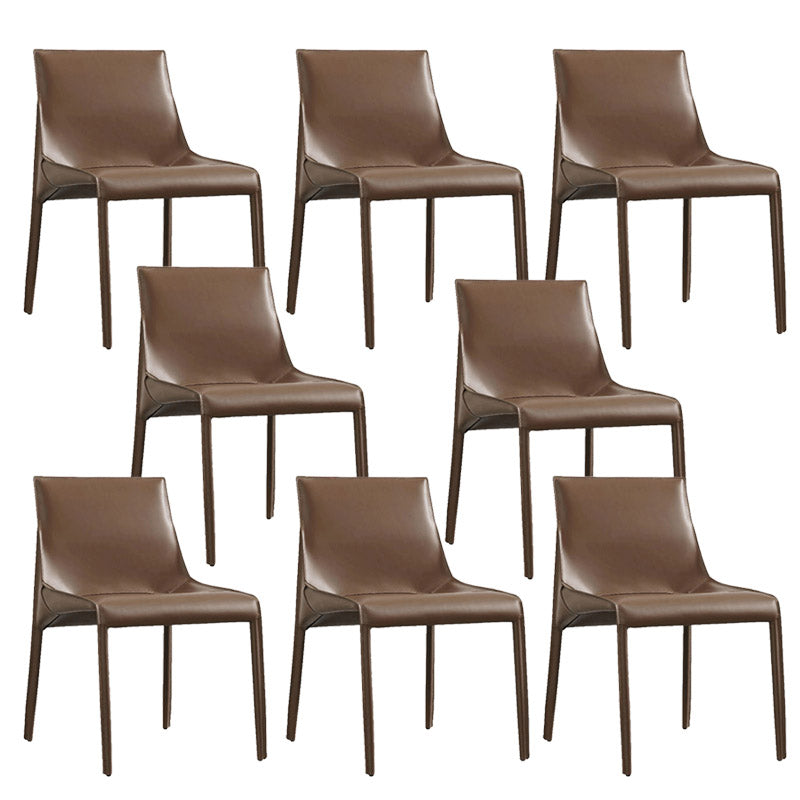 Modern Style Dining Chair Leather Solid Back Side Chair for Dining Room