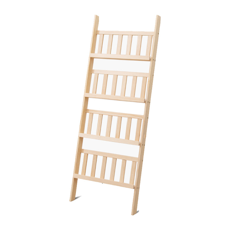 Modern Style Solid Wood Bookshelf Open Back Ladder Bookcase for Home