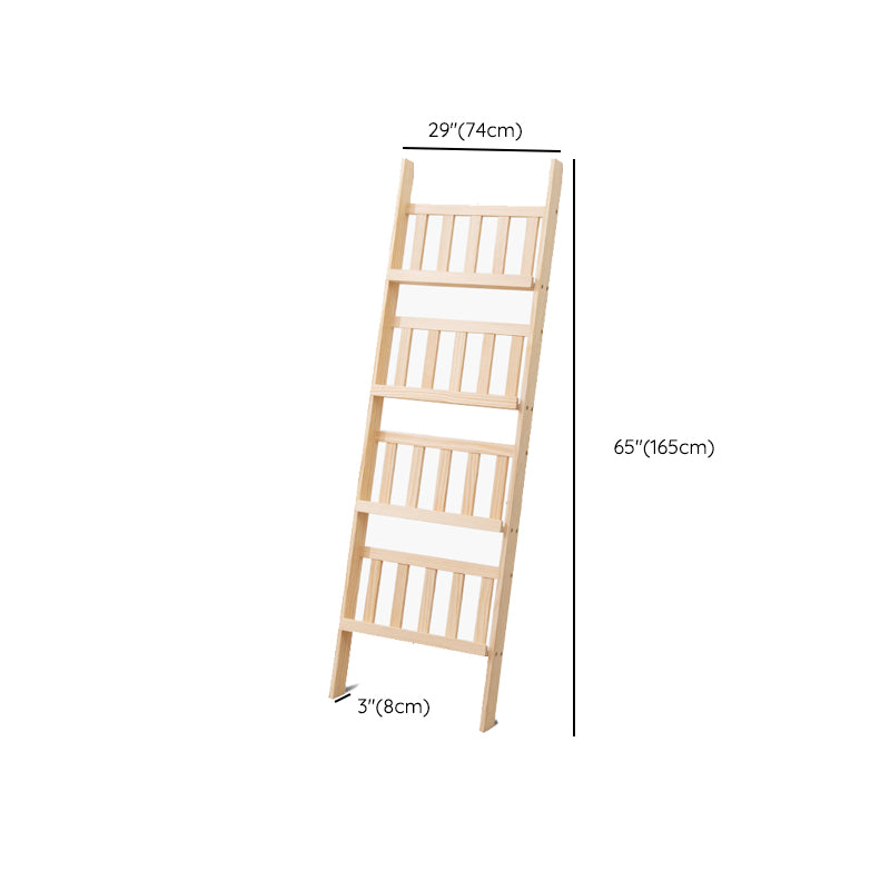 Modern Style Solid Wood Bookshelf Open Back Ladder Bookcase for Home