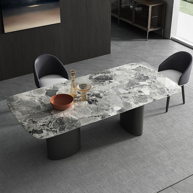 Modern Kitchen Table with Marble Top Metal Legs for Dining Room