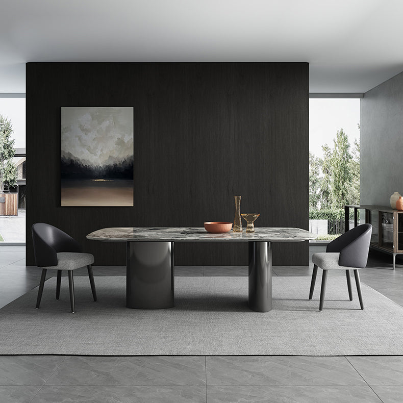 Modern Kitchen Table with Marble Top Metal Legs for Dining Room