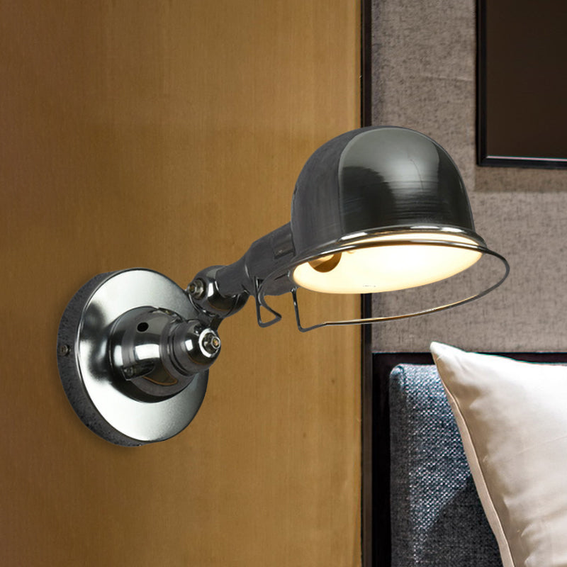 Luce d'illuminazione a parete a parete a cupola metallica 1 camera da letto leggera Light Sconce Right Sconce con anello in bianco/rosso