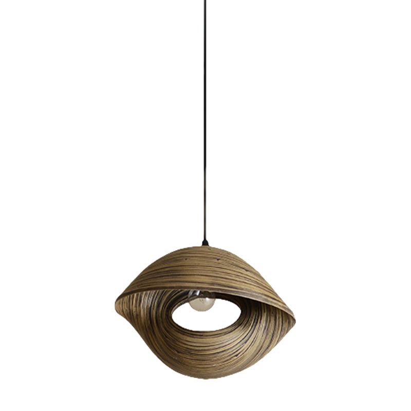 Hand Woven Pendant Light Kit Modern Bamboo Rattan 1 Bulb Brown Ceiling Hang Fixture