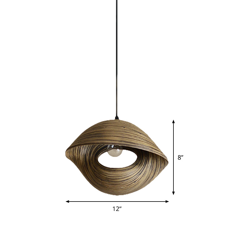 Hand Woven Pendant Light Kit Modern Bamboo Rattan 1 Bulb Brown Ceiling Hang Fixture