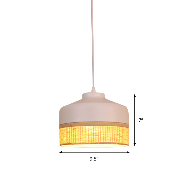 Modernismo a 1 luce a pendente a ciondolo luce bianca e altare beige lampada sospesa con tonalità di rattan di bambù