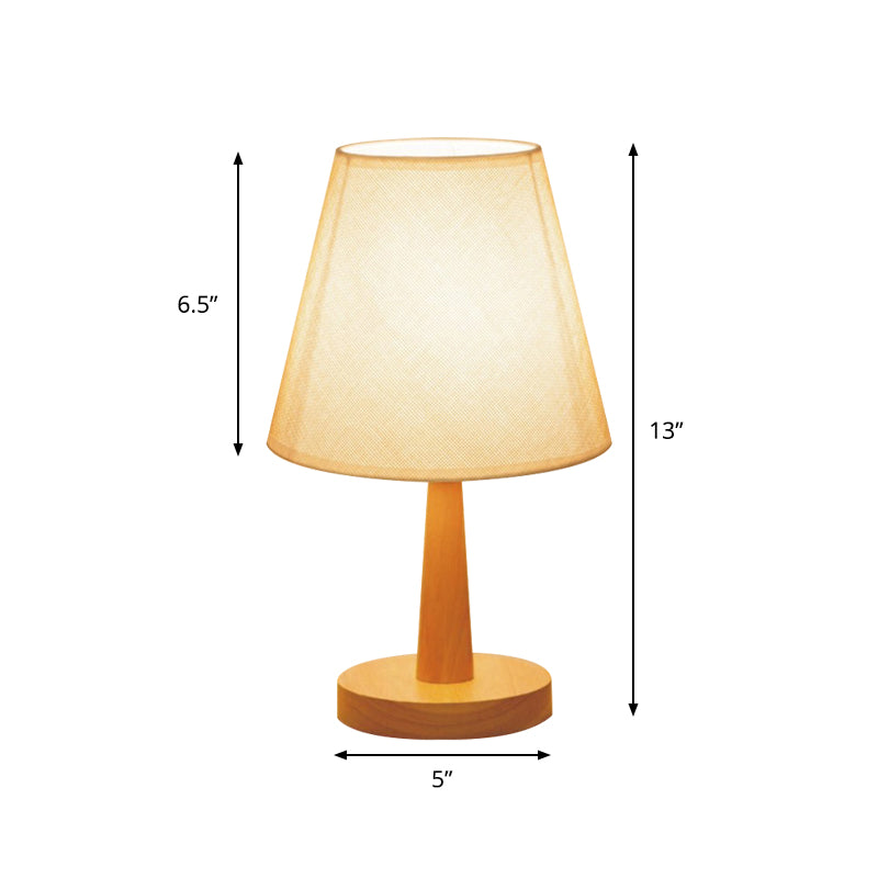 1 Glühbirnenschlafzimmer Nachtlicht modernistischer beige Nachttischlampe mit Fassstoffschatten