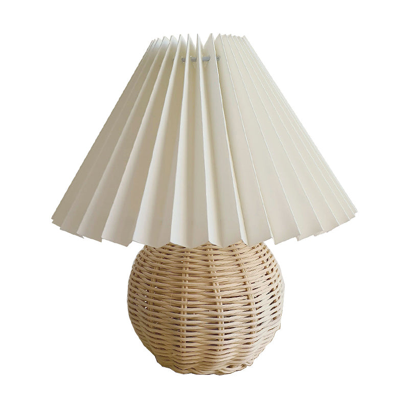 Ball Bambus Rattan Tischlicht modernist 1 Glühbirnen weiße Nachtlampe mit hundert Faltenschatten