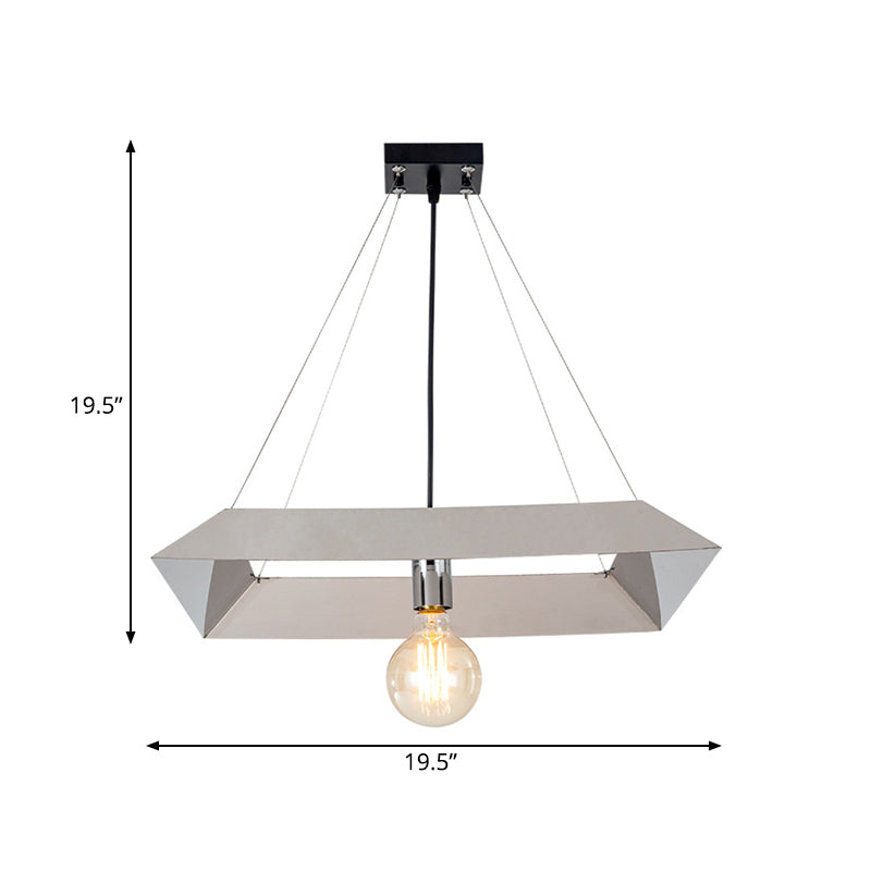 Geometric Frame Suspension Light Modern Metal 1 Light Bedroom Ceiling Pendant Lamp in White