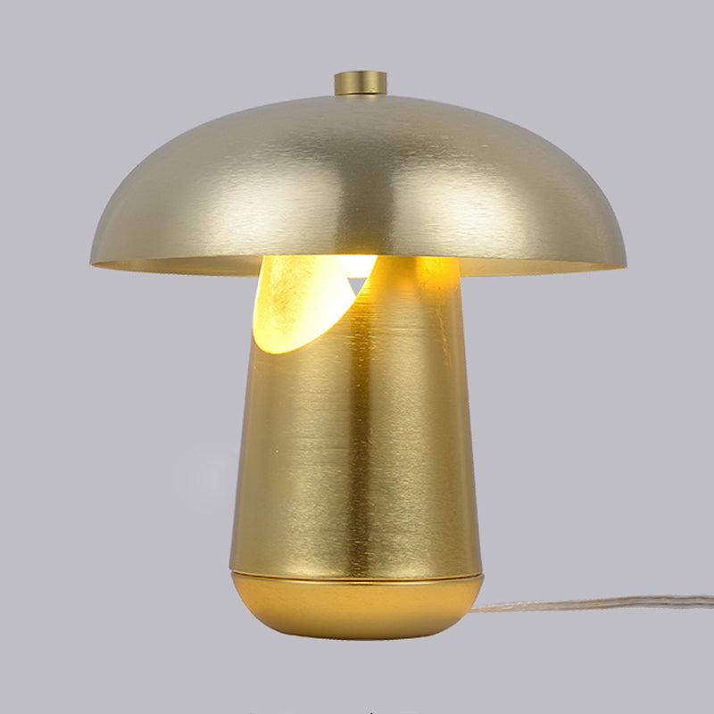 Lámpara de mesa de noche metálica contemporánea de 1 cabezal con iluminación de mesa abovedada de bronce/oro rosa para mesa de comedor