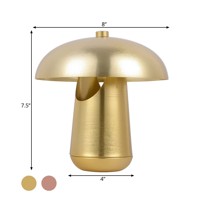 Lámpara de mesa de noche metálica contemporánea de 1 cabezal con iluminación de mesa abovedada de bronce/oro rosa para mesa de comedor