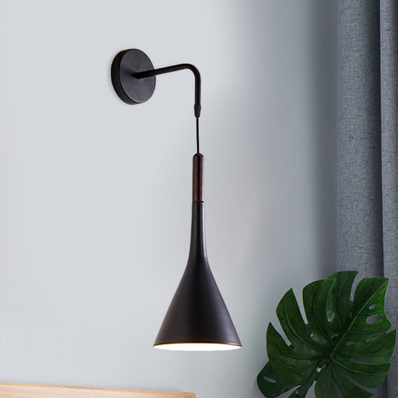 Trechterbed SCONCE LICHTING METALEN 1 LICHT Modernistische wandbevestigingshanger Lamp in zwart/grijs