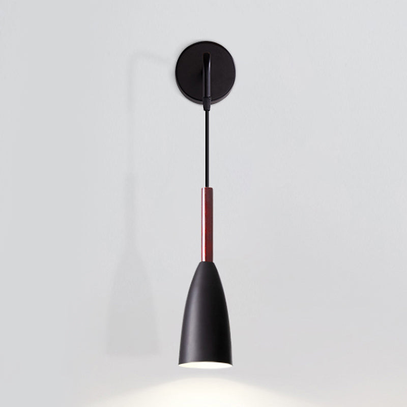 Bullet Shape Wall Mount Hanging Light Modern Iron 1 Bulb Sconce Lamp Fixture in Black/White/Grey for Bedside