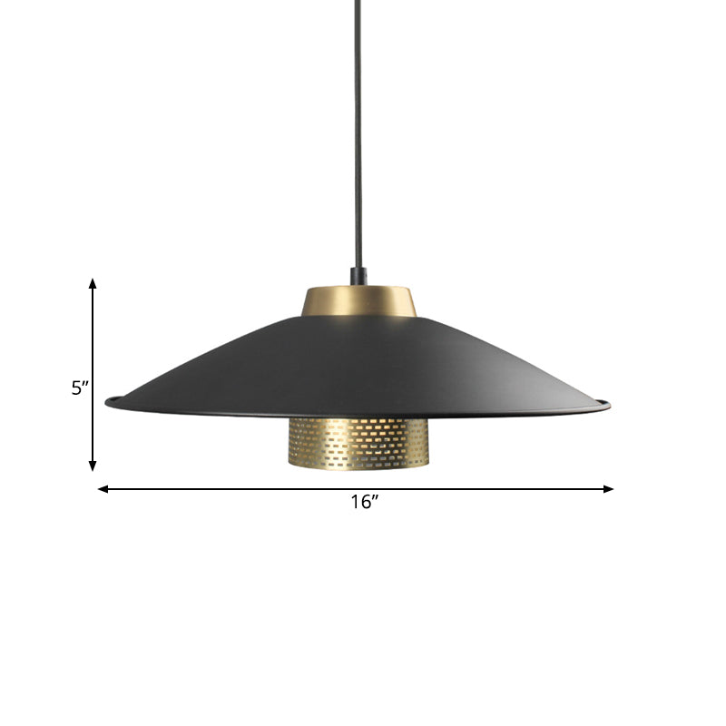 Black Finish Wide Flare Ceiling Light Modernist 1 Head Metal Hanging Pendant Lamp for Restaurant