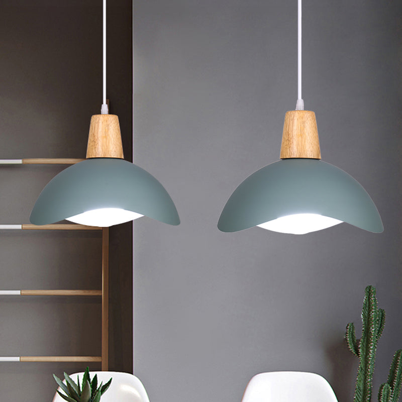 Golvende koepelhangende verlichting macaron ijzer 1-licht roze/geel/groene afwerking slinger lamp voor eetkamer