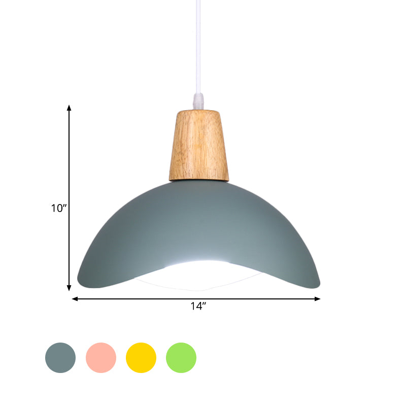 Golvende koepelhangende verlichting macaron ijzer 1-licht roze/geel/groene afwerking slinger lamp voor eetkamer