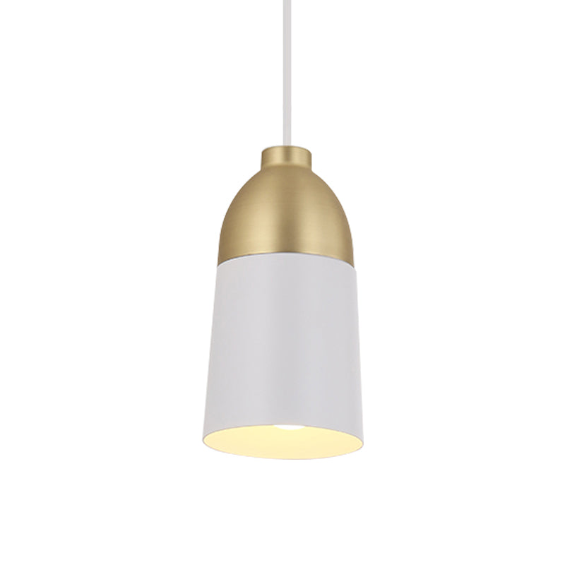 White and Gold Half Capsule Pendant Lamp Postmodern 1 Head Metal Ceiling Suspension Light