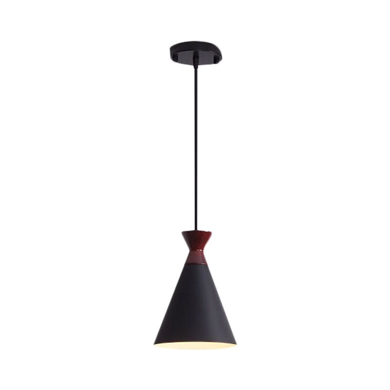Wide Flare Drop Pendant Light Modernist Iron 1 Head Bedside Suspension Lamp in Black/Grey/White