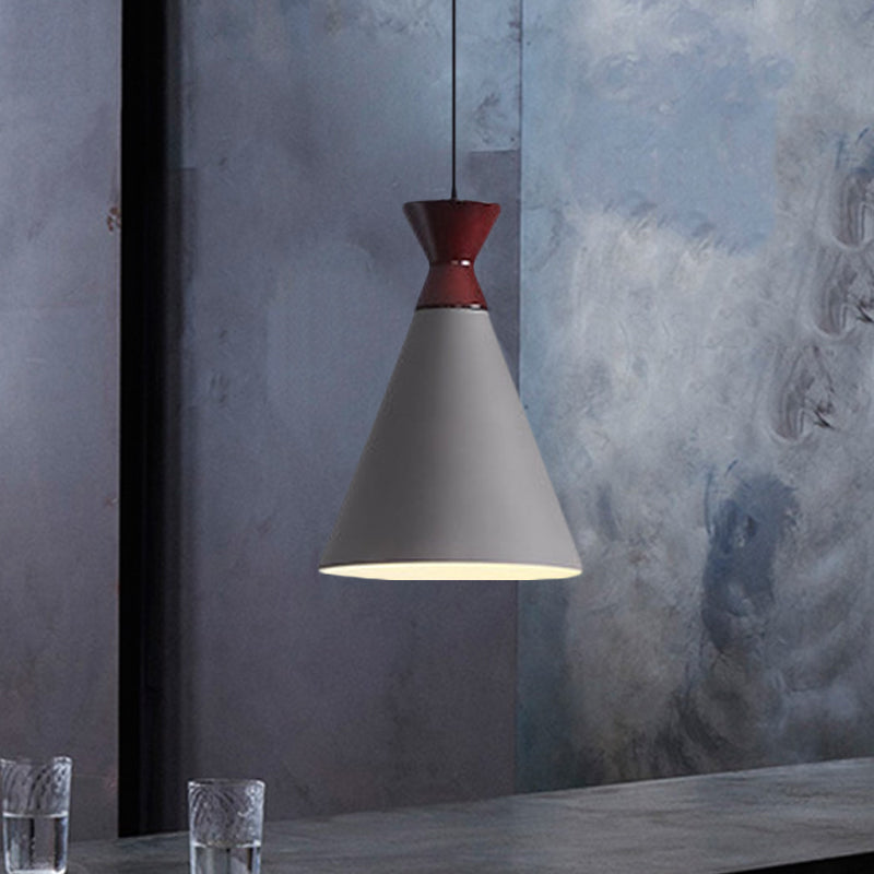 Wide Flare Drop Pendant Light Modernist Iron 1 Head Bedside Suspension Lamp in Black/Grey/White