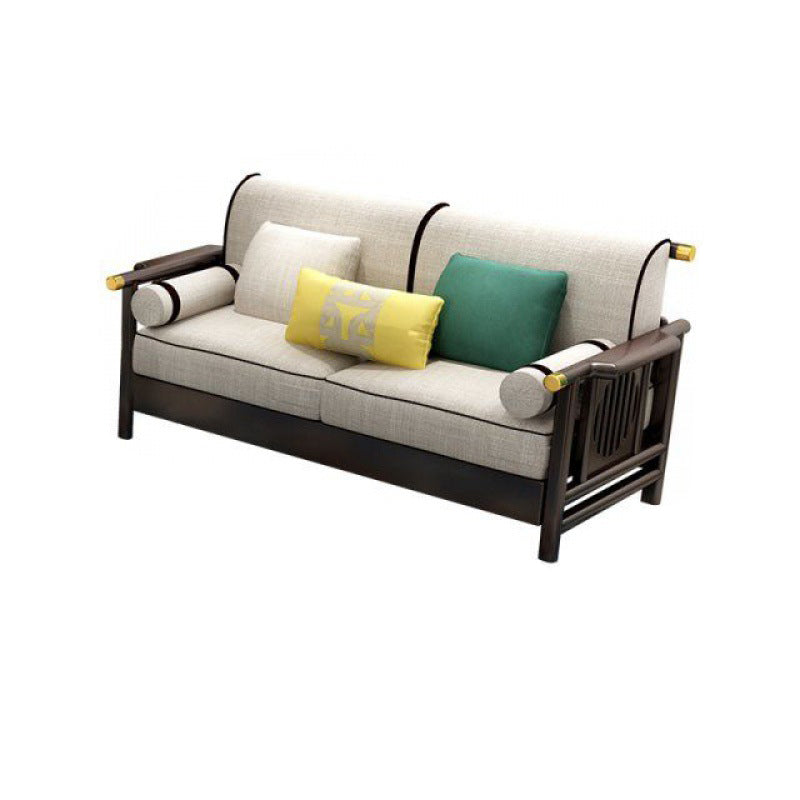 Contemporary Solid Wood Frame Cotton Blend Sofa in Brown For Living Room