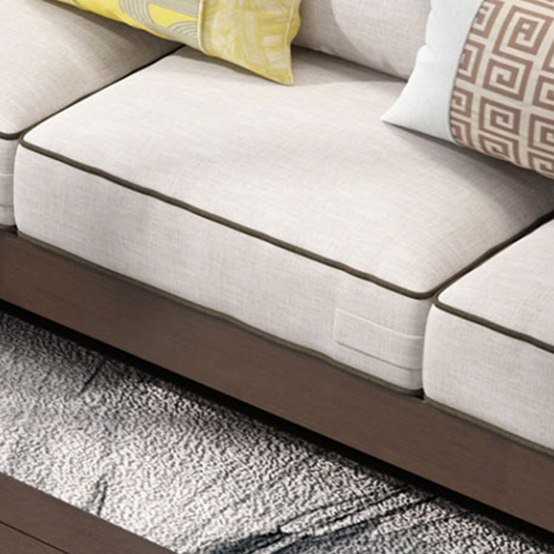 Contemporary Solid Wood Frame Cotton Blend Sofa in Brown For Living Room