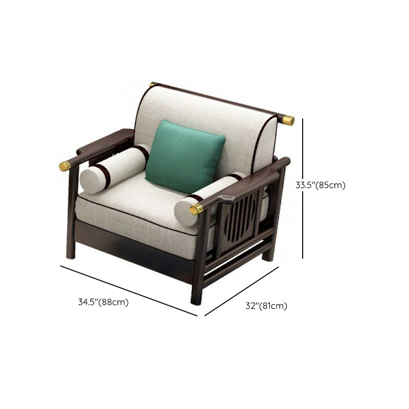 Contemporary Solid Wood Frame Cotton Blend Sofa in Brown For Living Room