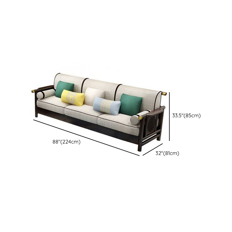 Contemporary Solid Wood Frame Cotton Blend Sofa in Brown For Living Room
