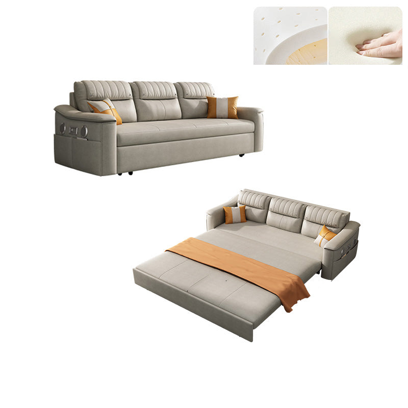 Glam Style Grey Futon Sleeper Sofa Bed with Storage and Pillow Back