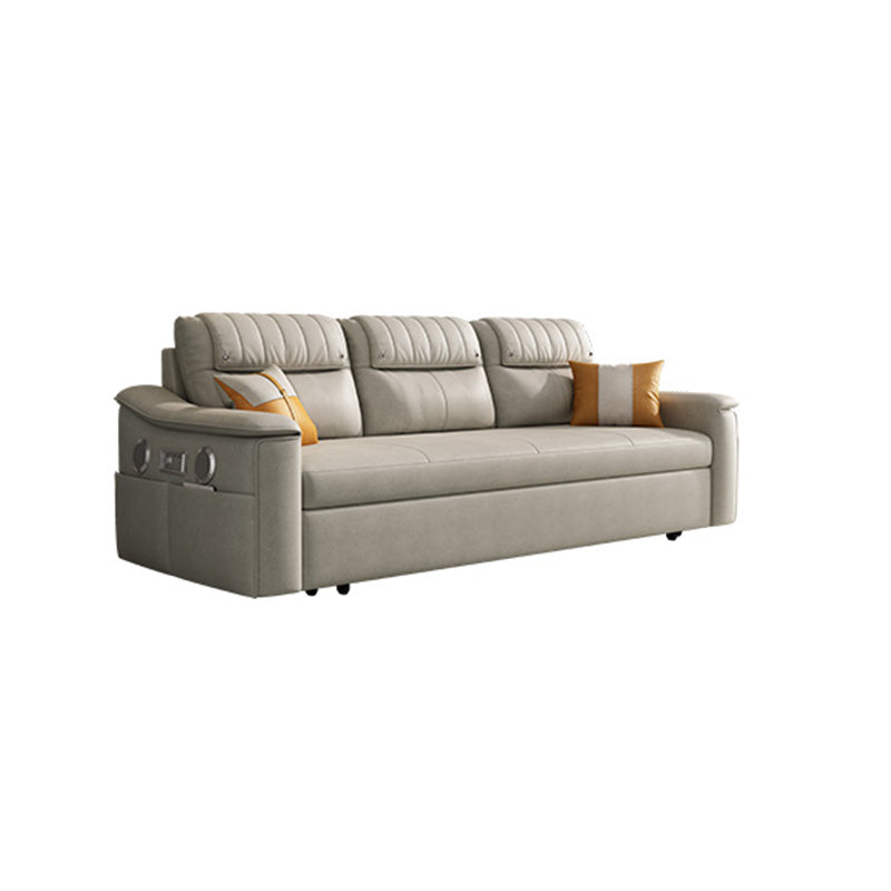 Glam Style Grey Futon Sleeper Sofa Bed with Storage and Pillow Back