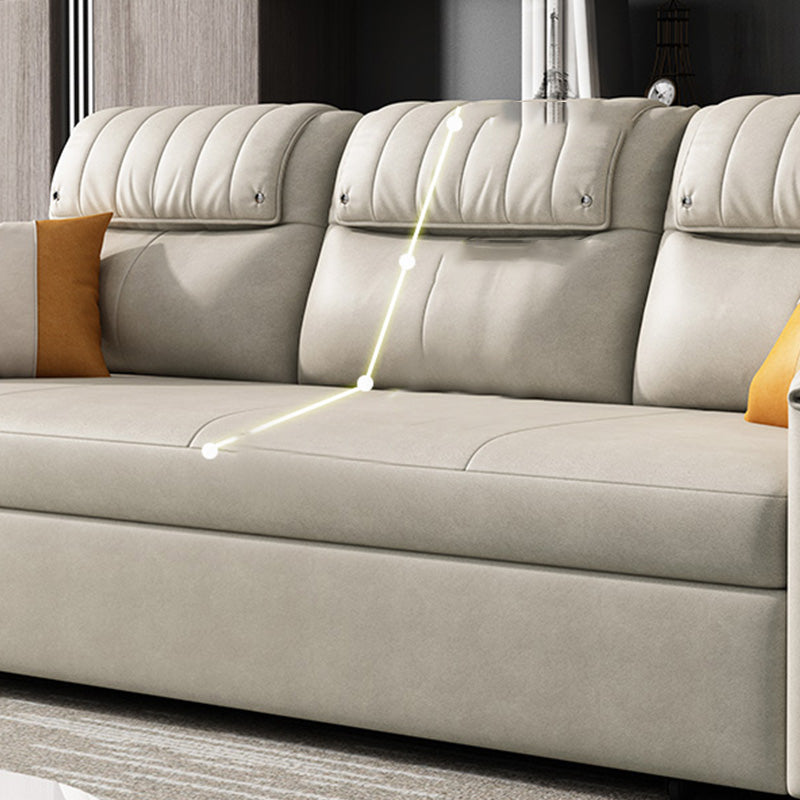Glam Style Grey Futon Sleeper Sofa Bed with Storage and Pillow Back