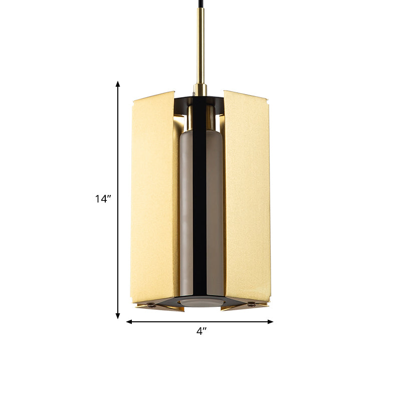 Geometric Bedside Pendant Lighting Metal 1 Light Post Modern LED Hanging Lamp in Gold