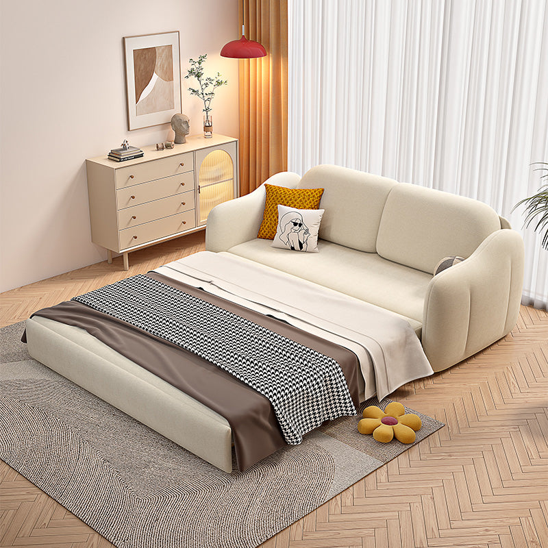 Glam Style Velvet Sleeper Sofa with Cushion Back in Metal Base