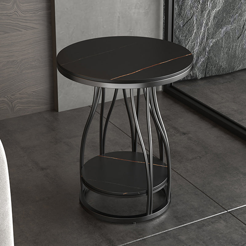 2-Tier Modern Metal Round Side Table 19.7-inch End Table with Shelf