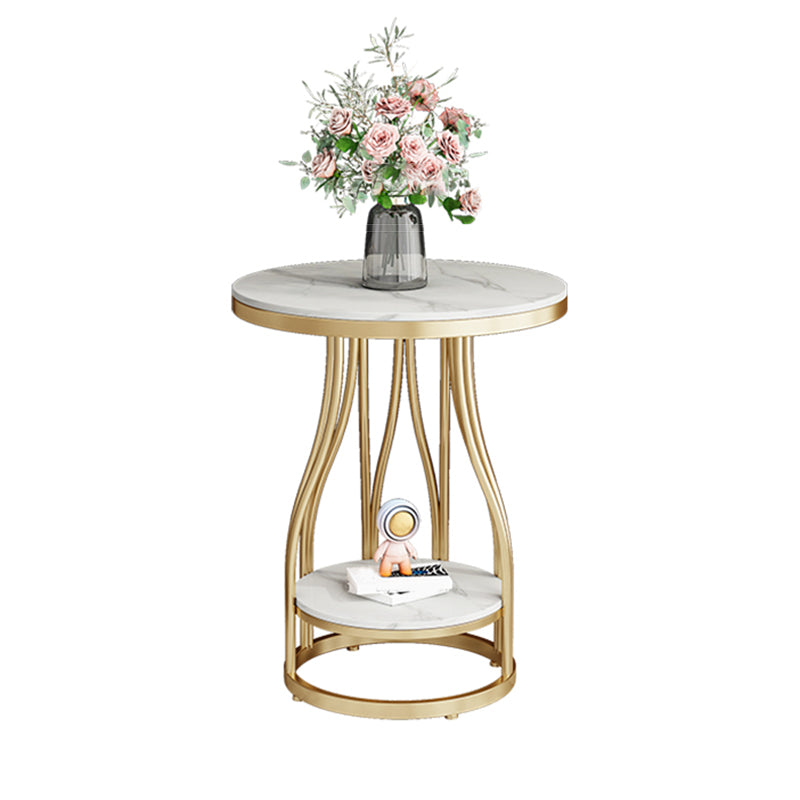 2-Tier Modern Metal Round Side Table 19.7-inch End Table with Shelf