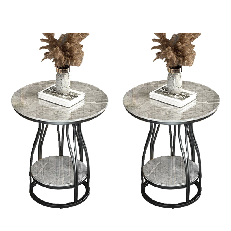 2-Tier Modern Metal Round Side Table 19.7-inch End Table with Shelf