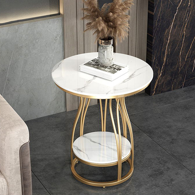 2-Tier Modern Metal Round Side Table 19.7-inch End Table with Shelf