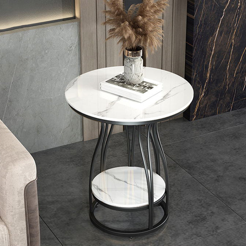 2-Tier Modern Metal Round Side Table 19.7-inch End Table with Shelf