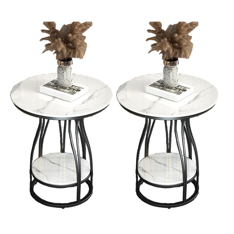 2-Tier Modern Metal Round Side Table 19.7-inch End Table with Shelf