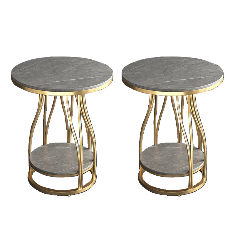 2-Tier Modern Metal Round Side Table 19.7-inch End Table with Shelf