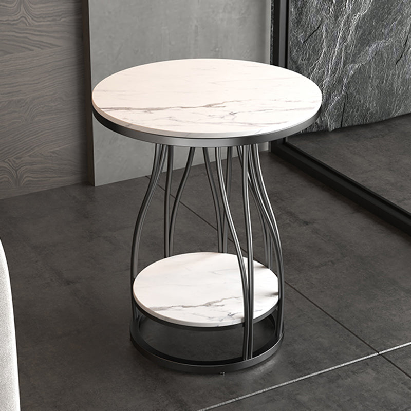 2-Tier Modern Metal Round Side Table 19.7-inch End Table with Shelf