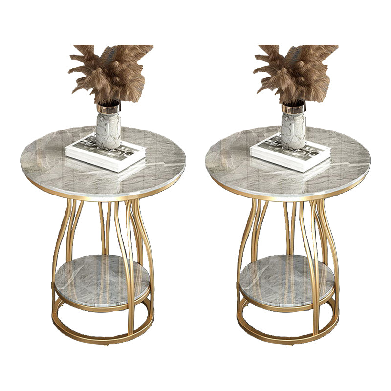 2-Tier Modern Metal Round Side Table 19.7-inch End Table with Shelf