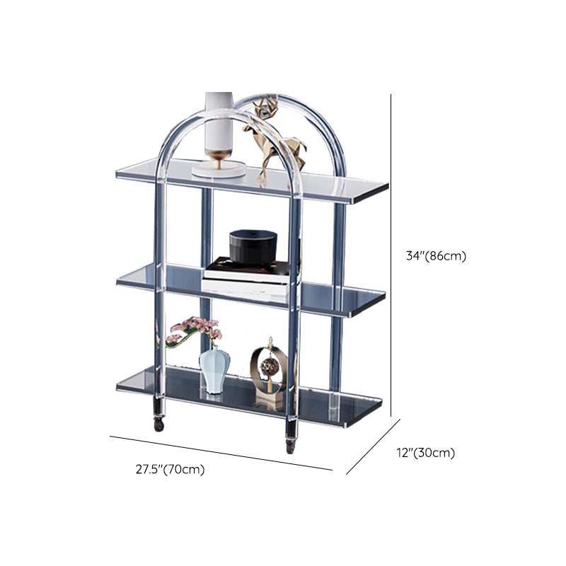 Contemporary Clear Acrylic Sofa Side Accent Table 4 Legs End Table with Storage Shelves