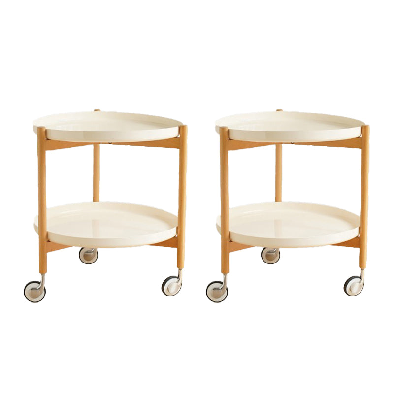 Dia 22.2" Round Side Table Modern Tray Top End Table with Casters