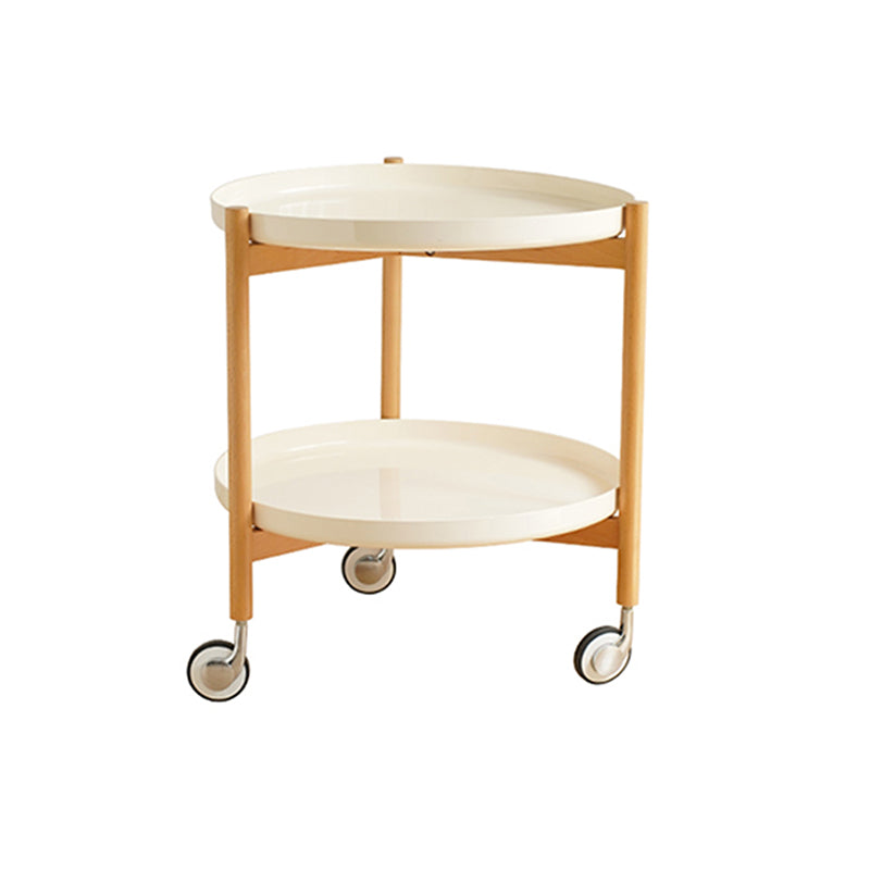 Dia 22.2" Round Side Table Modern Tray Top End Table with Casters